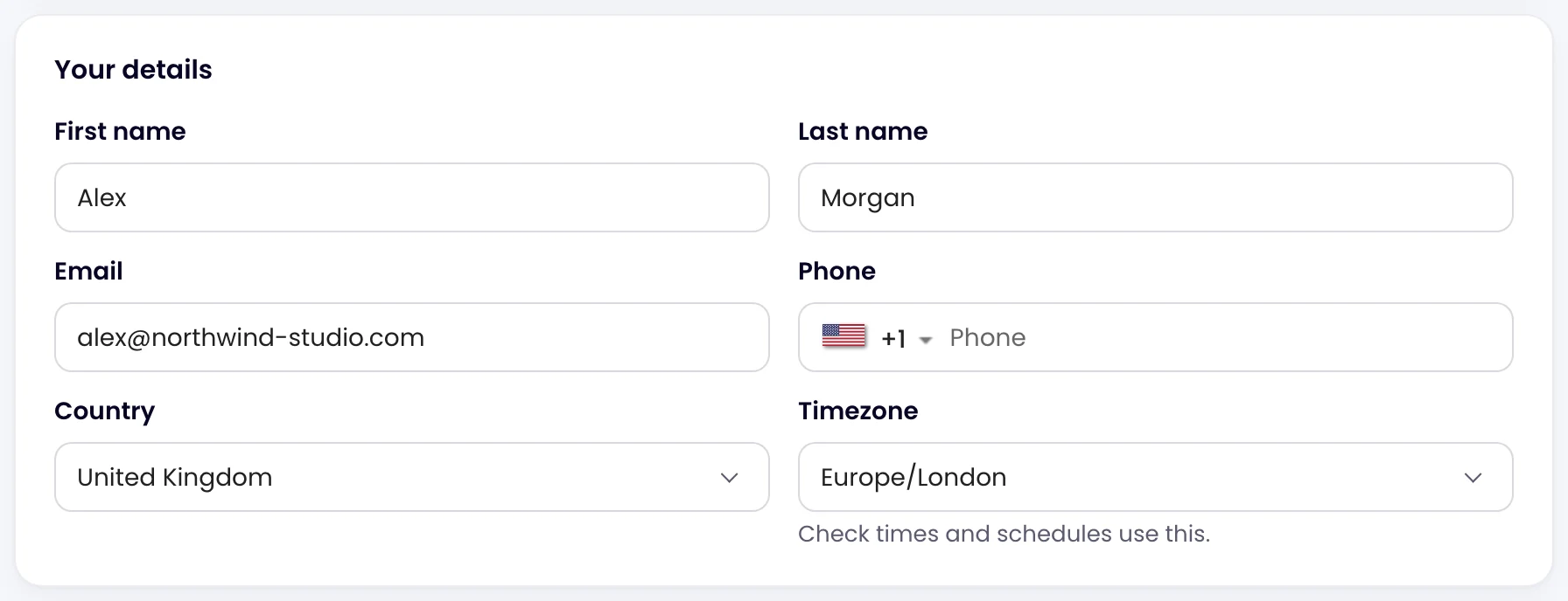 The Email field on the Profile page with a new address typed in