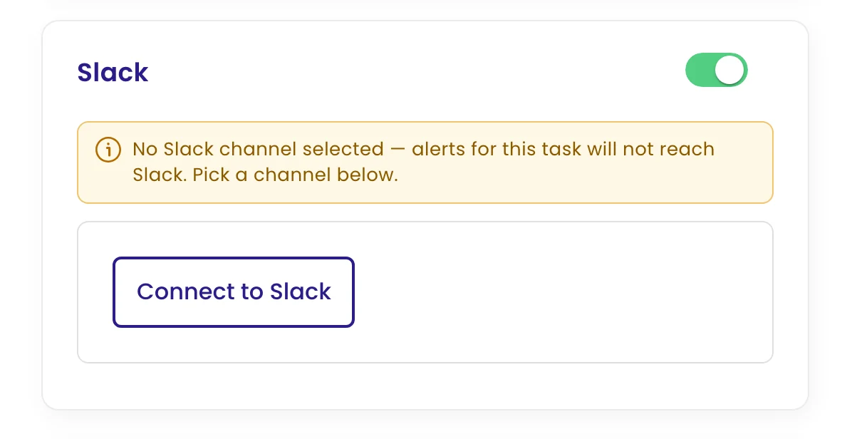 The Slack channel on a monitor, connected, with the channel to post to