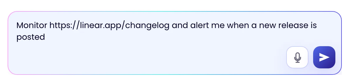 The assistant panel with a request typed into the message box
