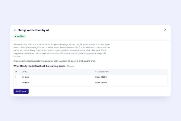 How to know the day a competitor changes its pricing page