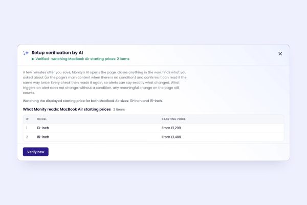 How to know the day a competitor changes its pricing page